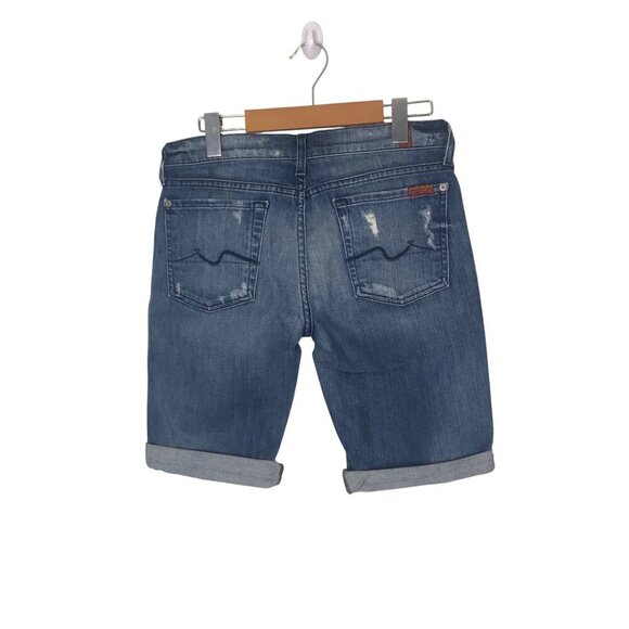 7 For All Mankind Denim Shorts Bermuda Style Size 25 - Picture 5 of 8